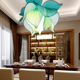 新中式莲花布艺吊灯简约中国风古典客厅酒店餐厅创意个性荷花灯具