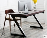 美式铁艺实木家用单人双人电脑桌书桌台式笔记本简约写字台