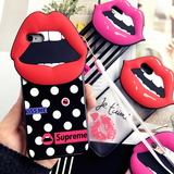韩国创意大嘴巴iphone6s手机壳红唇嘴唇6plus全包软壳挂绳保护套