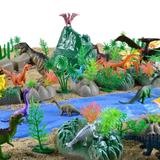 头模型仿真小动物塑料塑胶儿童玩具礼物套装恐龙实心 森林树木石