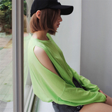 韩国东大门女装代购正品2016夏装新款露肩宽松蝙蝠袖纯色长袖T恤