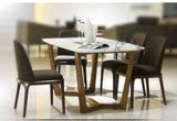 北欧式天然大理石餐桌椭圆形实木家用吃饭桌子餐厅组合餐桌椅餐台