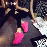 韩国原宿ulzzang运动鞋荧光色女鞋骚粉气垫板鞋女学生休闲跑步鞋