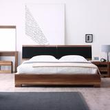简约现代双人床1.5米 气动高箱储物床板式床排骨架高箱床胡桃色床
