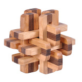 木制儿童成人益智力玩具拆装组合游戏孔明锁鲁班锁球双色十二通锁