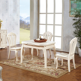 简美式乡村纯全实木餐桌椅组合小户型欧式韩式白色原木可伸缩饭桌