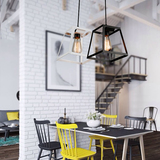 北欧铁艺鸟笼吊灯方形框架创意个性餐厅吧台酒吧台咖啡厅装饰灯具