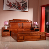 红木家具缅甸非洲花梨木双人床1.8米实木床抽屉古典仿古雕花简约