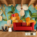 大型壁画客厅电视背景墙3d墙纸画简约壁纸美式乡村欧式花卉墙纸