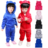 男女童装儿童天鹅绒套装韩版运动两件套新款宝宝婴儿衣服2016春装