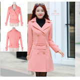 韩版两穿短款羊毛呢大衣女2015冬装时尚新款修身中长款呢子外套潮