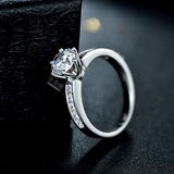 钻镀铂金1克拉仿真钻石戒指 六爪钻戒 婚戒群镶女戒 排钻正品高碳
