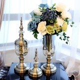 家居客厅装饰品玻璃花瓶花器摆件仿真花美式欧式花瓶样板房间摆设