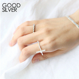 我是好银#925纯银戒指女开口十字架开口极简几何指环简约韩国饰品