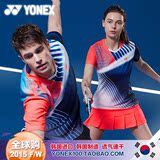 2015秋新款韩国进口YONEX尤尼克斯yy羽毛球服男翻领上衣短袖T恤