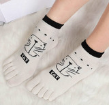 3双包邮全棉卡通短袜猫咪创意日系可爱五指分趾袜子女船袜