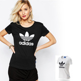Adidas阿迪达斯短袖女三叶草16春新款圆领透气运动休闲T恤 AJ8084