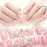 唯美新娘结婚手指甲美甲成品 24片粉色珠宝假指甲贴片送胶水 C3