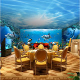 3D海底世界大型壁画 海豚壁纸 电视背景墙卧室酒吧酒店主题墙纸