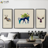 乔瑞思 北欧麋鹿装饰画创意现代客厅三联画挂画简约沙发墙画壁画