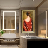 酒店卫生间浴室装饰画 抽象油画 防水挂画现代简约玻璃遮挡壁画