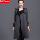 baymay2015秋冬新款羊毛外套 欧美宽松加厚中长款毛呢大衣女85170