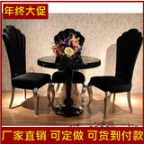 欧式新古典圆几餐椅 实木椅子时尚休闲椅售楼部洽谈桌椅酒店家具