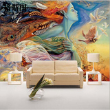 唯美浪漫女神高清油画大型壁画 3d立体卧室电视背景墙纸餐厅壁纸