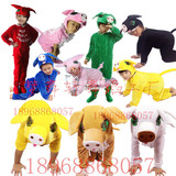 小猪演出服装卡通服表演服装儿童动物服装白猪服装三只小猪舞蹈服
