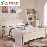 韩式田园床 欧式床公主床 白色实木双人床1.5 1.8米高箱储物床