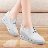 2016新款小白鞋女鞋子韩版内增高休闲鞋乐福平底中跟单鞋学生女鞋