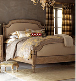 欧式地中海双人床 美式乡村复古做旧1.8米方床 法式简约高档婚床