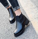 2015欧美 短靴 春秋女靴短筒高跟靴子粗跟中靴 低跟女鞋 单鞋