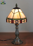蒂凡尼小台灯欧式灯具卧室床头灯餐厅灯桌灯几何玻璃艺术灯罩特价