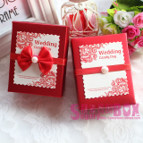 结婚欧式婚礼韩式珍珠蝴蝶结喜糖盒子创意纸盒烟盒糖果盒大号成品