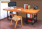 美式实木铁艺办公室书桌简约现代台式电脑桌家用写字学习桌可拆卸