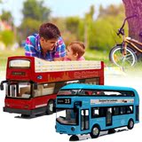 儿童玩具车合金双层公交车伦敦巴士仿真汽车模型音乐回力车汽车