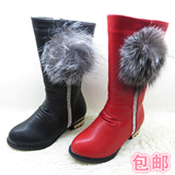 2015冬季新款 米菲童鞋 韩版真毛女童高帮鞋儿童靴子棉靴包邮8825