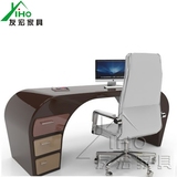 弧形电脑桌简约现代烤漆创意书桌家具异形时尚办公桌老板桌