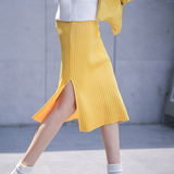 2016秋季新款韩版修身百搭高腰开叉针织半身裙女弹力一步包臀裙