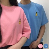 韩国正品代购16春 原宿zipper粉嫩刺绣字母香蕉果汁短袖T恤tee