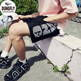 Dungfly 韩国男装代购夏季新款韩版WANG印花网状潮流运动休闲短裤