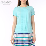 ELAND韩国衣恋新品女装花朵镂空褶皱边短袖T恤EEHW32352O专柜正品