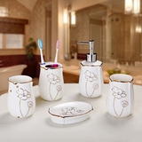 欧式卫浴五件套装陶瓷浴室用品洗漱套件牙刷杯具套件新婚礼品礼物