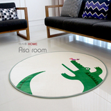 韩国代购【ASA ROOM】圆地毯 绿色大鳄鱼圆形短绒爬行垫地垫dc495