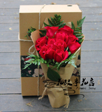 11朵红白粉香槟玫瑰花束花盒全国鲜花速递七夕情人节上海花店送花