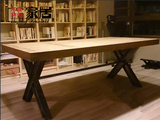美式loft复古做旧餐桌实木餐桌椅小户型铁艺实木餐桌办公桌休闲桌