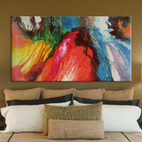 大幅面油画抽象客厅卧室 巨幅装饰画无框画 定制尺寸酒店别墅挂画