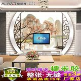 中式山水画客厅电视背景墙壁纸砖墙壁画沙发无缝整张3D立体江南