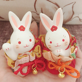 在途 日本代购濑户烧药师窑陶瓷汽车摆件装饰招财兔祈愿兔招财猫